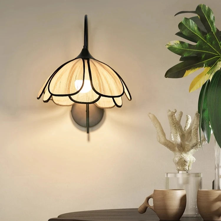 Rattan Wall Light Petal Shade