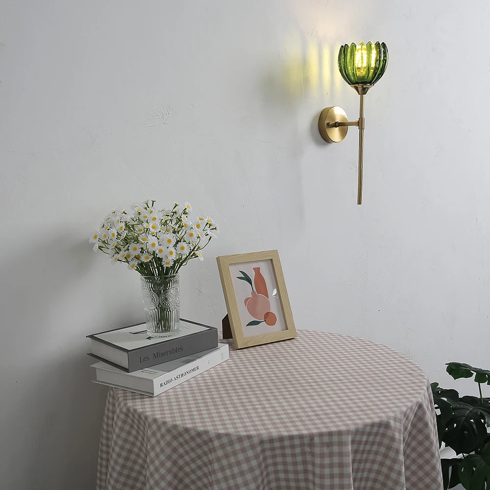 Green Flower Wall Light