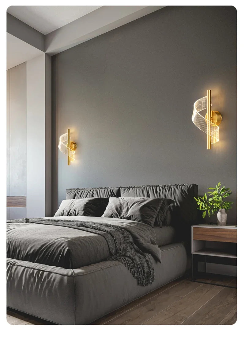 Gold Spiral Wall Light