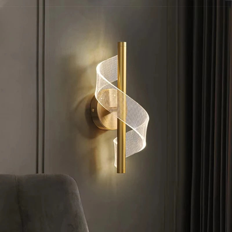 Gold Spiral Wall Light
