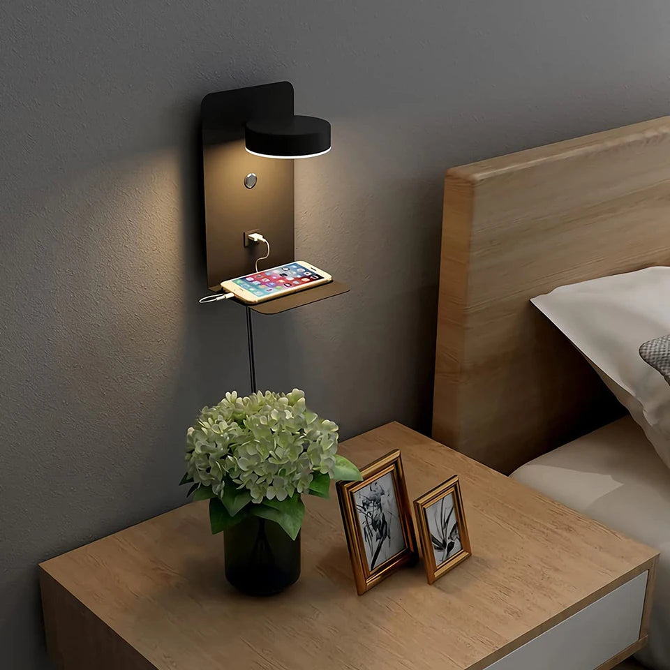 LED Wall Lamp With Switch And USB Charging Port