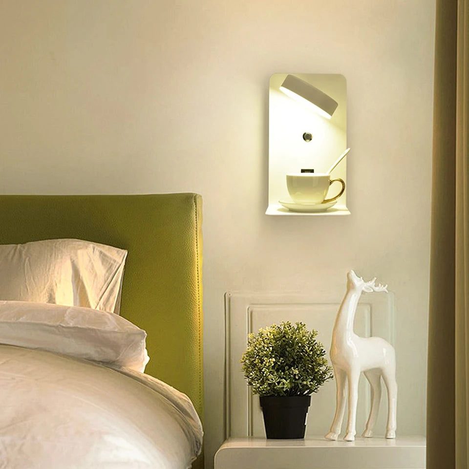 LED Wall Lamp With Switch And USB Charging Port