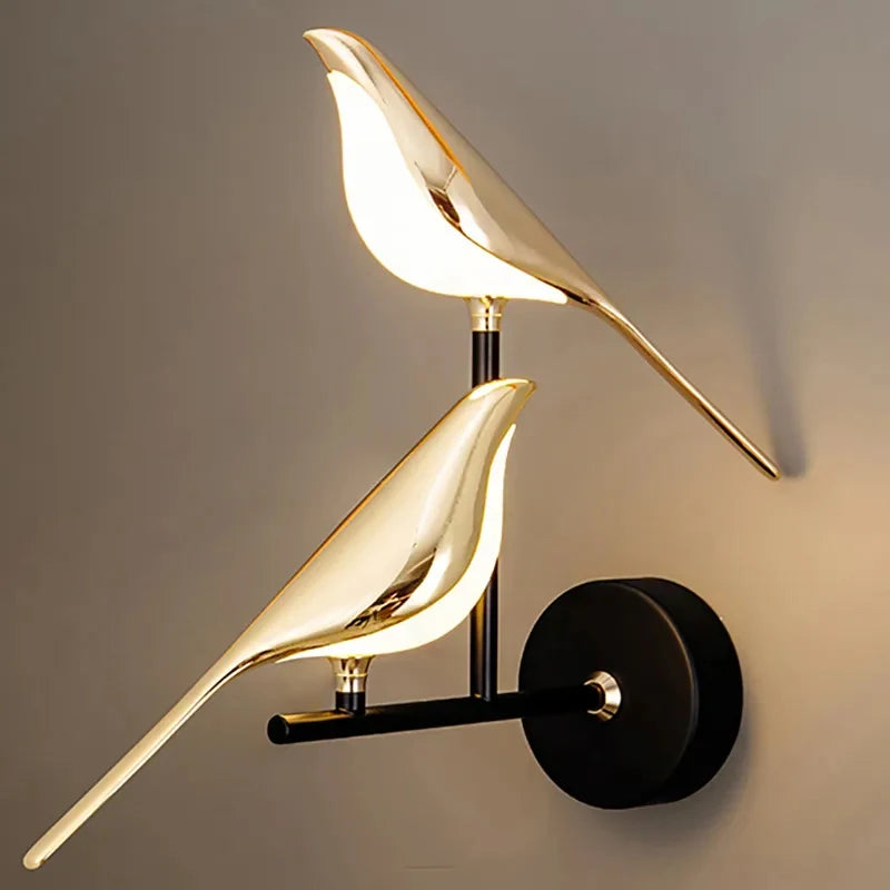 Gold Wall Light with Birds