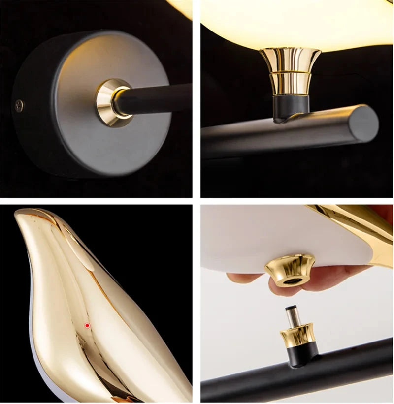 Gold Wall Light with Birds