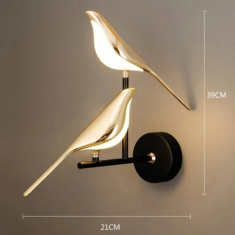 Gold Wall Light with Birds