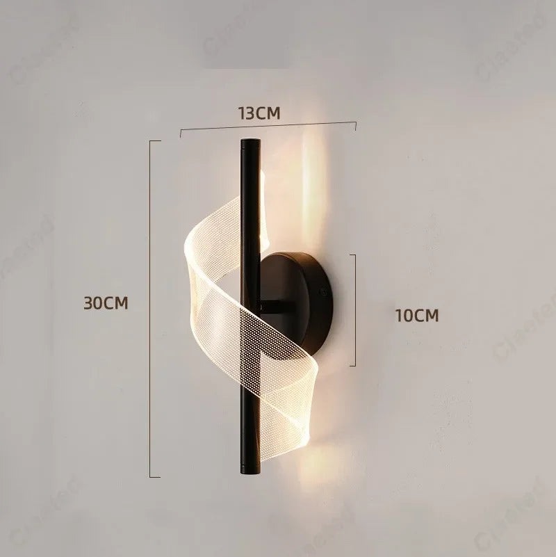 Black Spiral Wall Light
