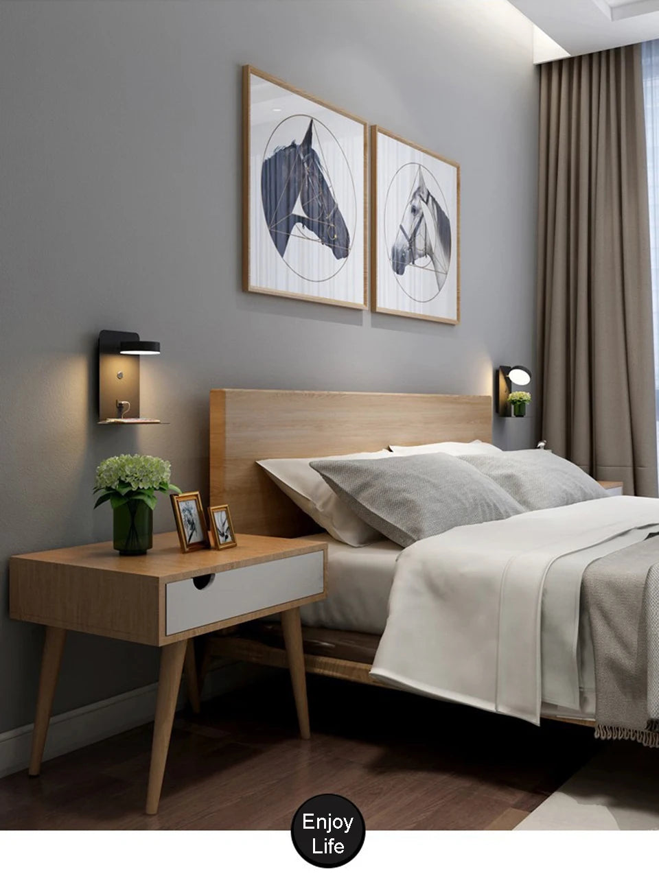 LED Wall Lamp With Switch And USB Charging Port