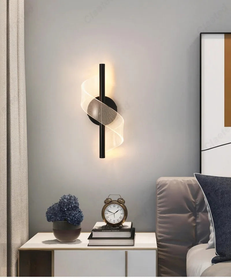 Black Spiral Wall Light
