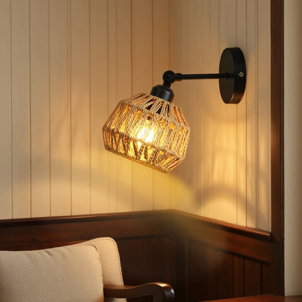 Woven Rattan Wall Light