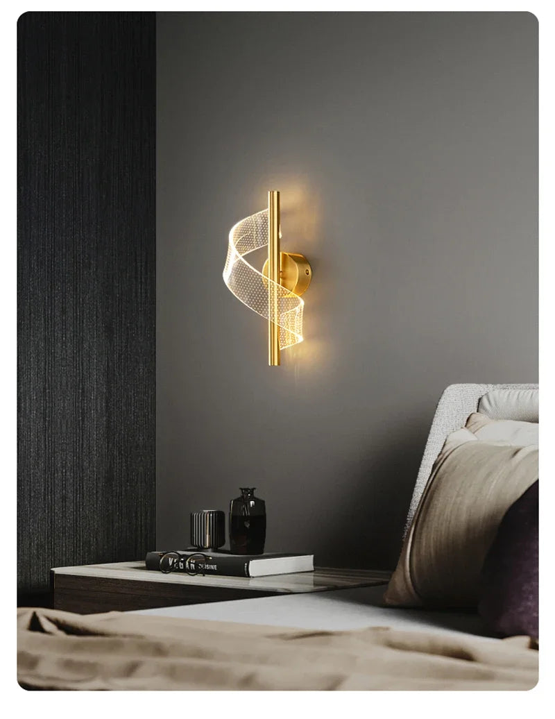 Gold Spiral Wall Light