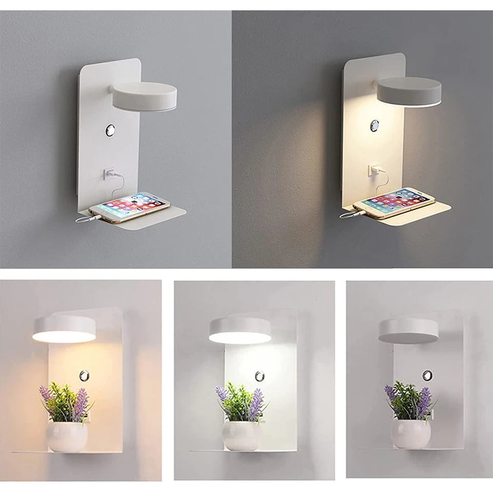 LED Wall Lamp With Switch And USB Charging Port