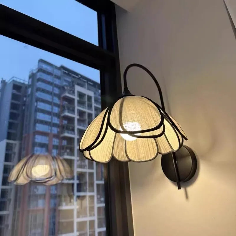 Rattan Wall Light Petal Shade