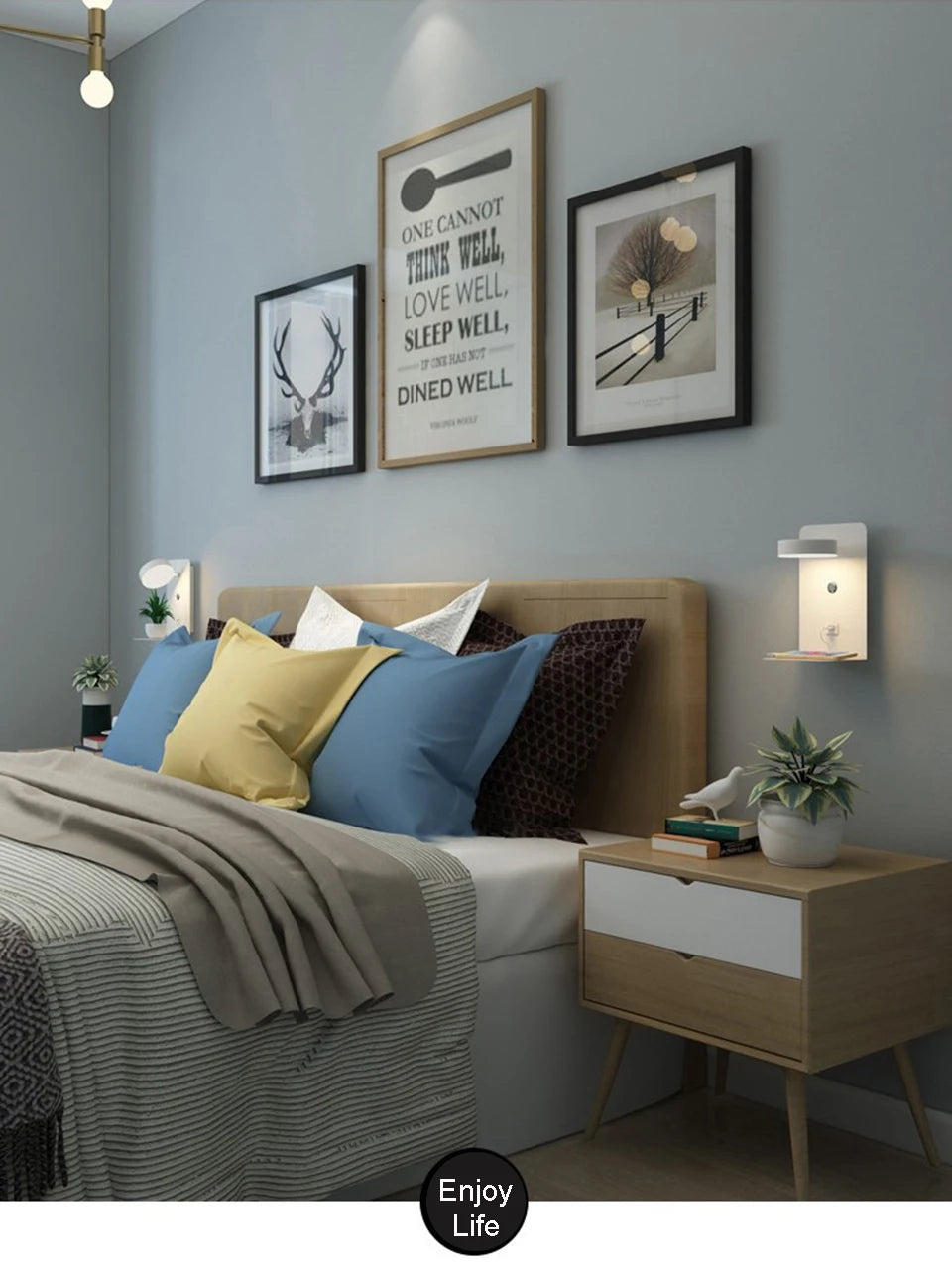 LED Wall Lamp With Switch And USB Charging Port